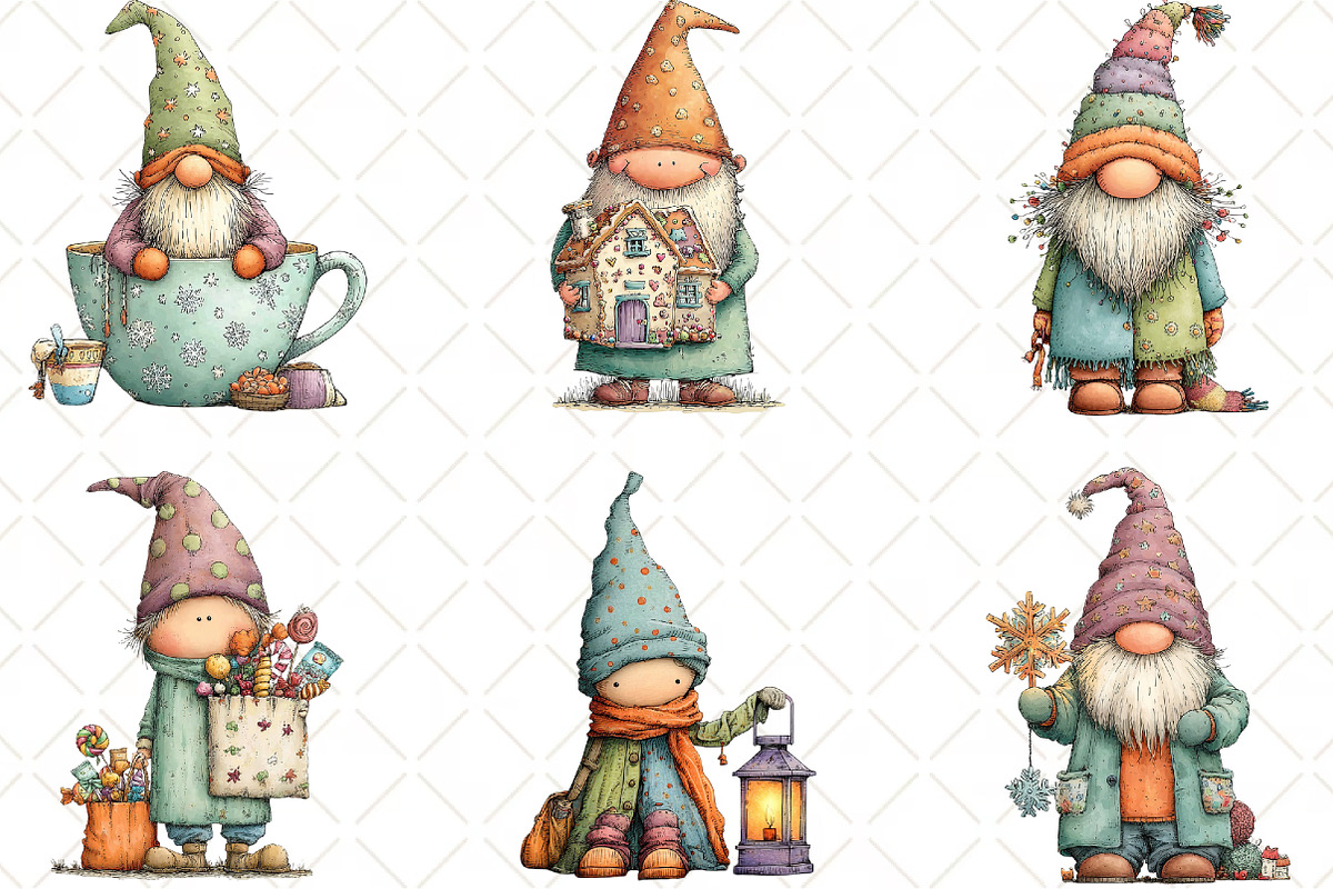 Quirky Christmas Gnome Clipart, an Illustration by Black Bird Studio (Photo 4 of 6)