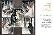 Nordic Winter Ladies Postcard Set, a Decorative Illustration by The Dutch Lady Designs (Thumbnail 6 of 7)