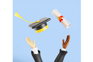 3d happy graduate students throw up, a Characters & Person 3D Model by Marozhkastudio