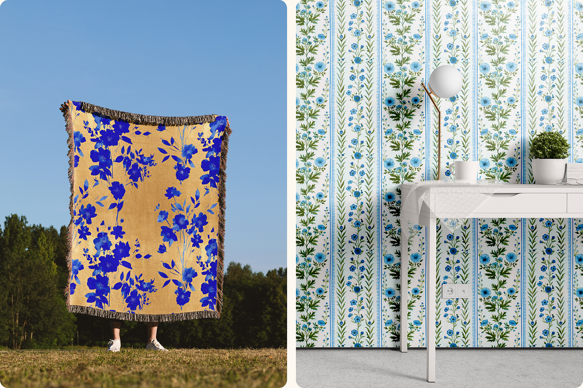 Chinoiserie Blue Floral Patterns, a Pattern Graphic by Ninterints (Photo 18 of 18)