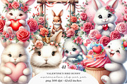Valentine Bunny Clipart Bundle, an Illustration by SinaCreation (Thumbnail 1 of 11)