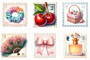 Coquette Summer Postage Stamp, an Illustration by OK Design (Thumbnail 2 of 5)
