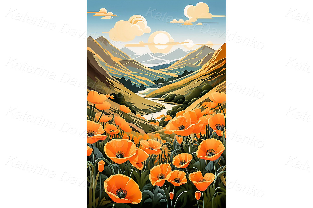 Landscape posters in retro style, an Object Illustration by Bubert Art (Photo 9 of 9)