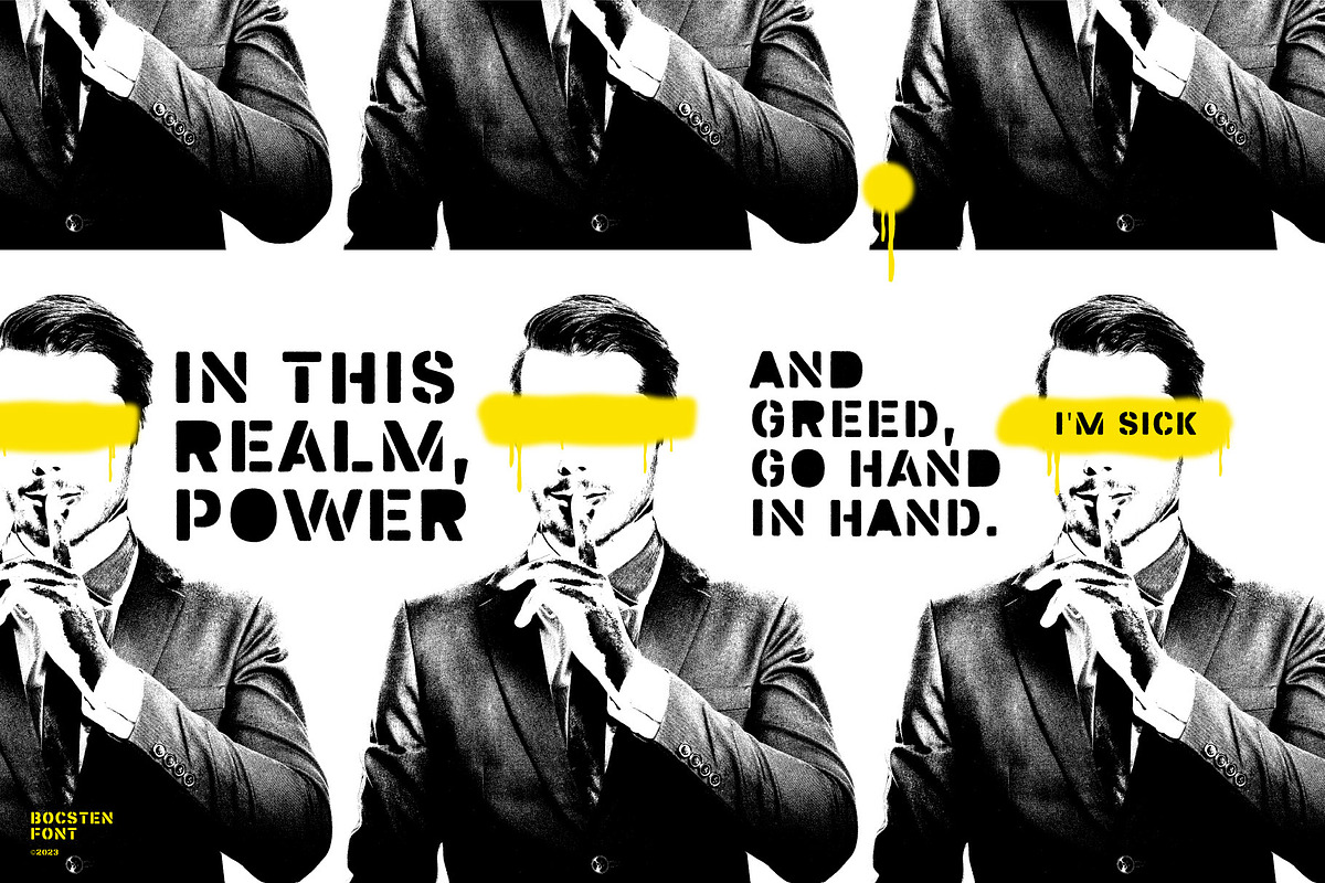Bocsten – Splashed Stencil Font, a Sans Serif Font by Drizy (Photo 7 of 9)