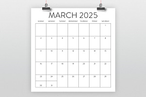 2025 Square Calendar Template