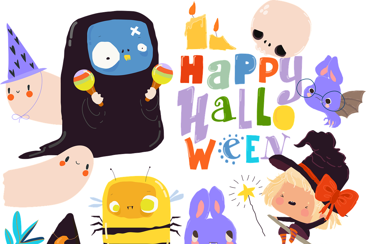 Cartoon Set With Halloween Elements, a Seasonal Illustration by Maria Starus (Photo 2 of 3)