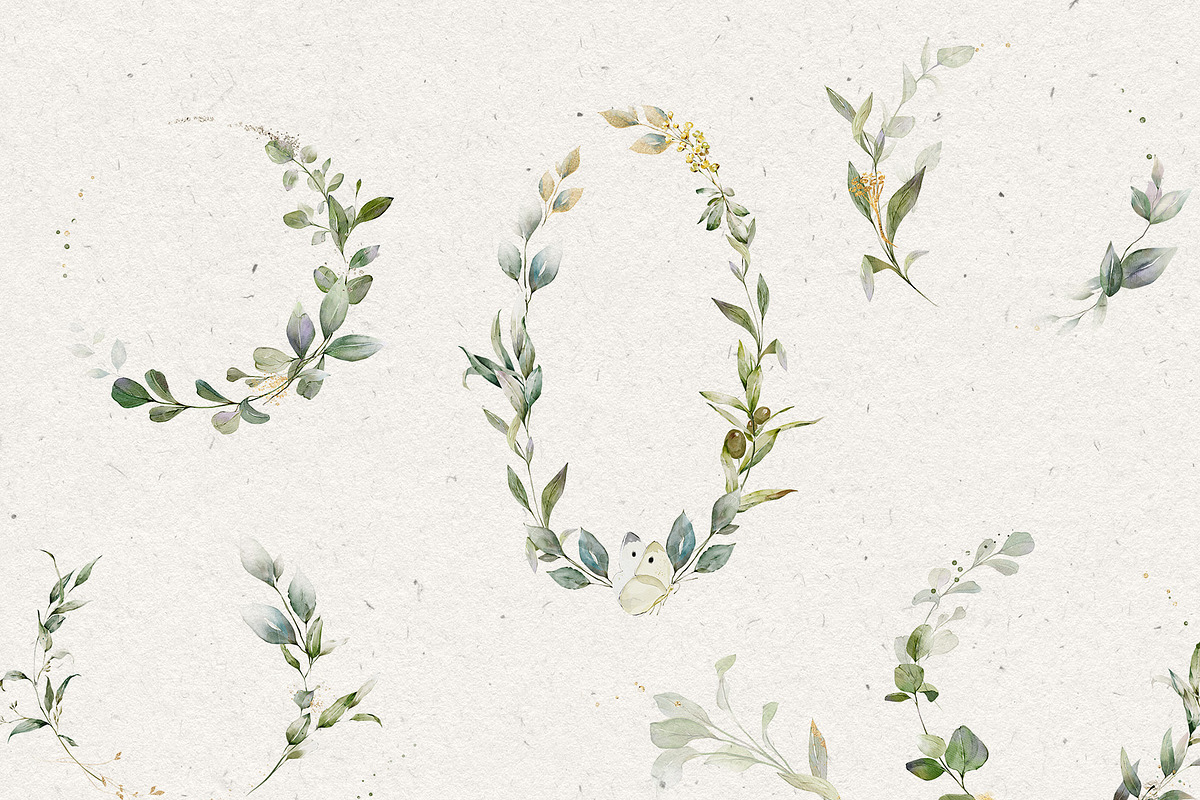 Watercolor Green Leaves Collection, a Decorative Illustration by Damian Roh (Photo 12 of 19)
