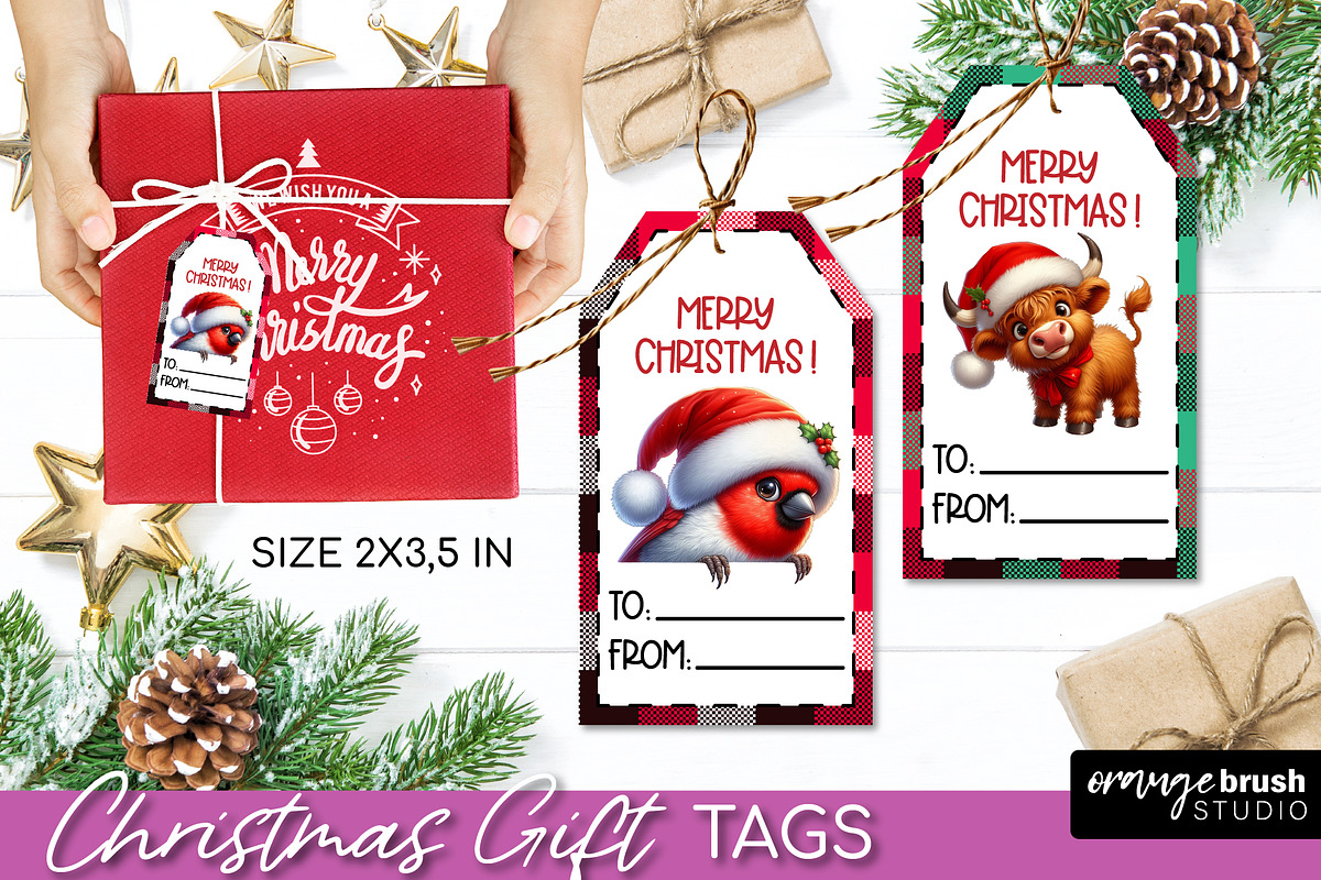 Cute Christmas Printable Gift Tags, a Seasonal Illustration by Orange Brush Studio (Photo 5 of 10)