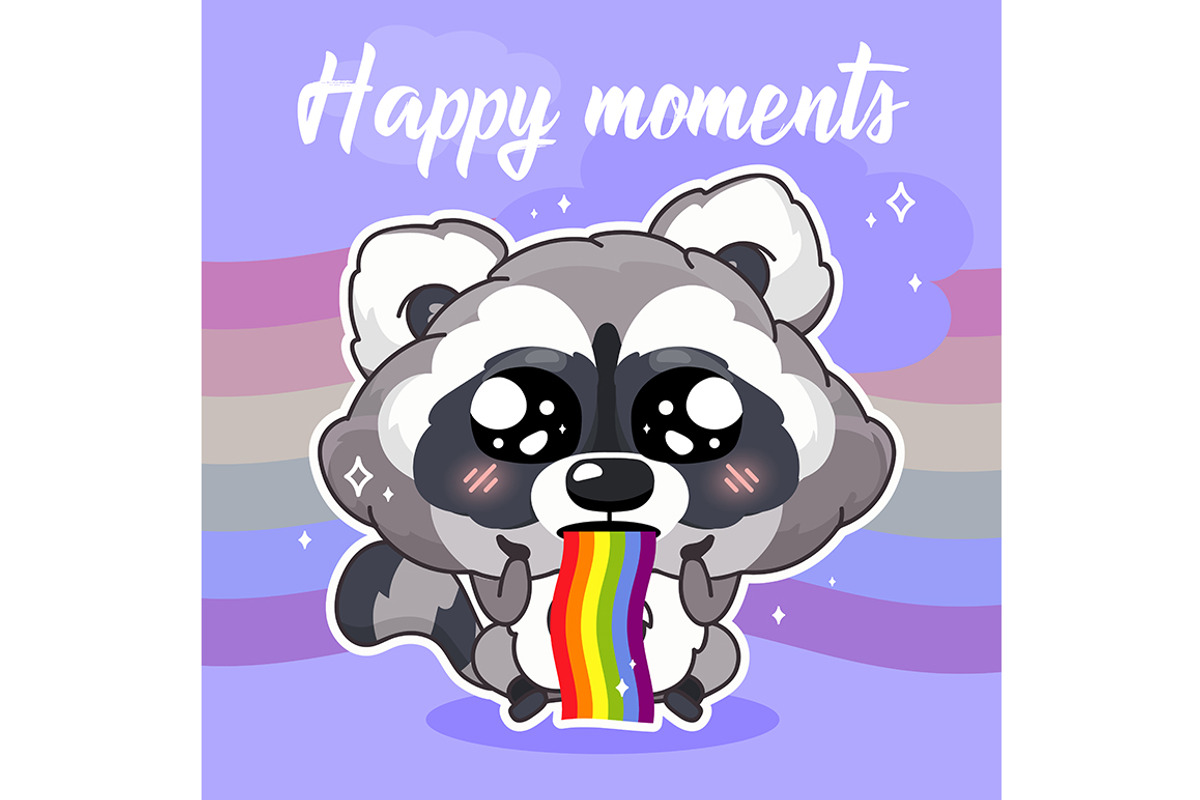 Cute raccoon kawaii character, a Poster Template by IMG visuals characters