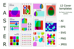 Happy Easter Cover Templates, a Design Template by Boo Guevara Shop