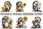 Whimsical Summer Hedgehog Clipart, an Illustration by OK Design (Thumbnail 2 of 6)
