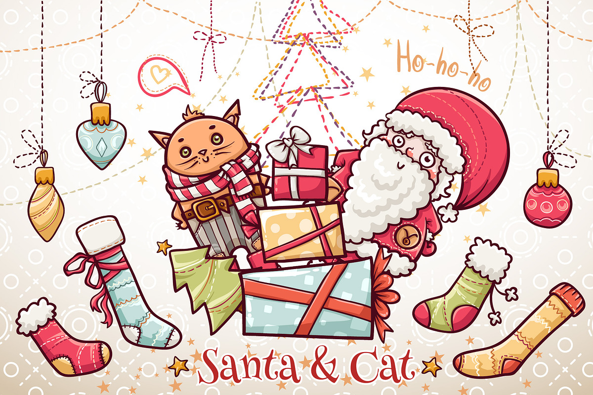 Christmas elements and cards set, an Illustration by Dreaming_Lucy (Photo 1 of 5)