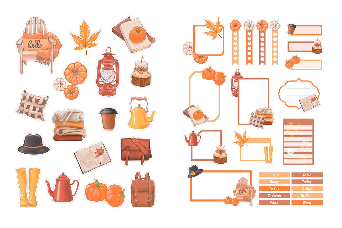 Cozy Fall Planner Stickers & Pattern, a Design Template by DigitalDesignAI (Photo 7 of 15)