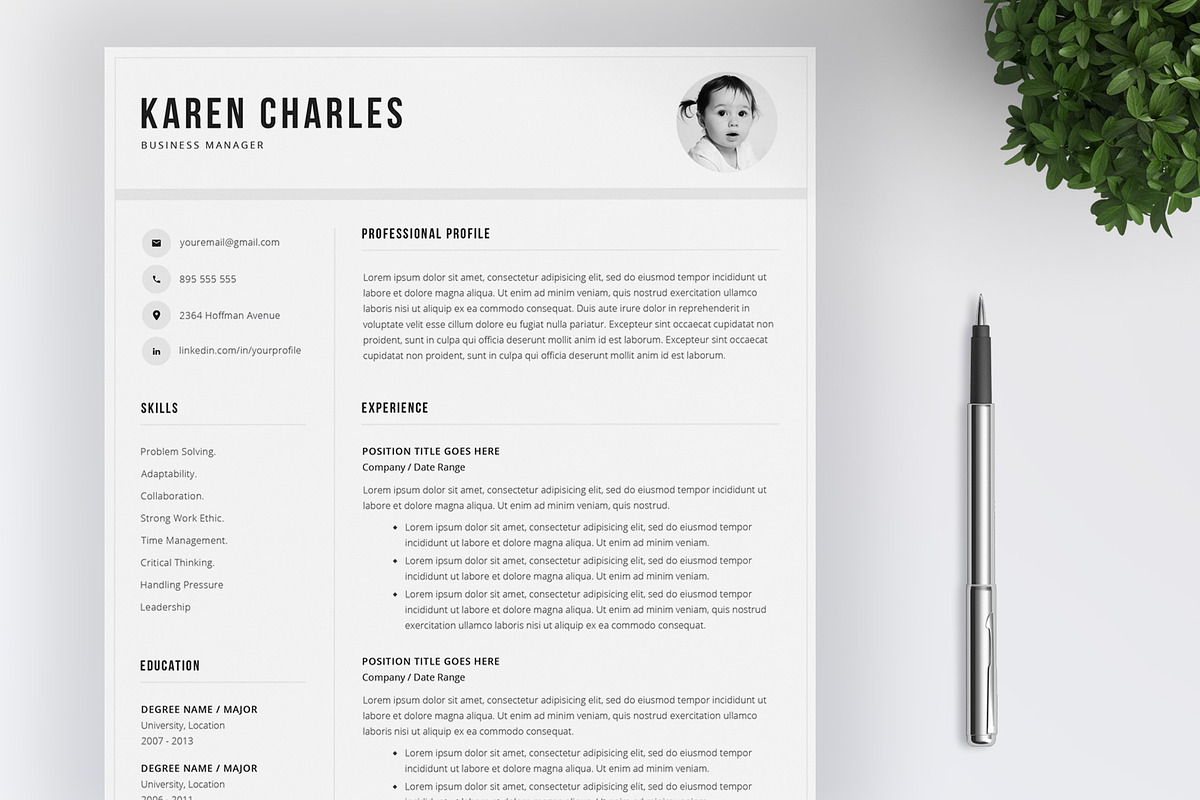 Clean Resume Template 4 pages, a Resume Template by SalientResume (Photo 1 of 5)