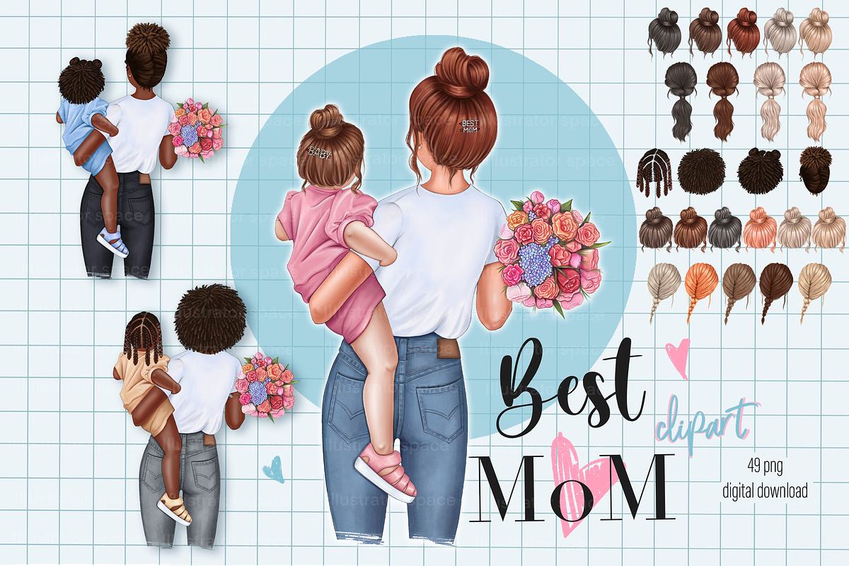Best Mom clipart Mother daughter, an Illustration by Illustrator Space (Photo 1 of 9)