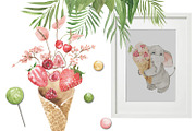 Everyone loves ice cream!, an Animal Illustration by Love Watercolor Store (Thumbnail 2 of 11)