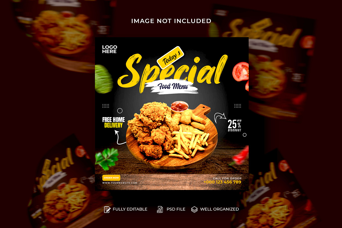 Food Social Media Post Design Bundle, a Social Media Template by Design Fly (Photo 12 of 16)