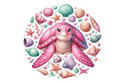 Watercolor Pink Sea Turtle PNG, an Illustration by CraftArtStudio (Thumbnail 1 of 4)