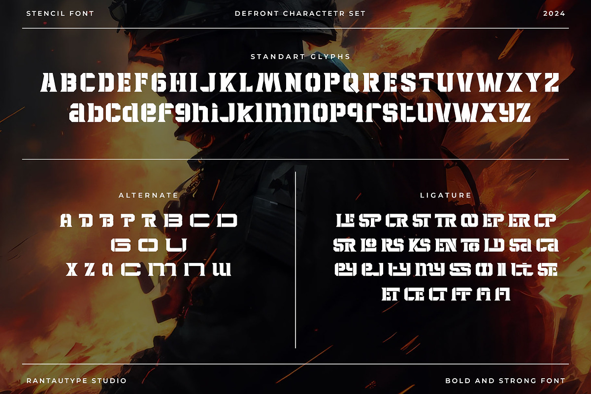 Defront Stencil Font, a Sans Serif Font by RantautypeStudio (Photo 14 of 15)