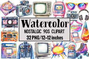 Nostalgic 90s Clipart, an Illustration by Design Market