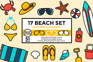 Beach Set Outlined & Colored
