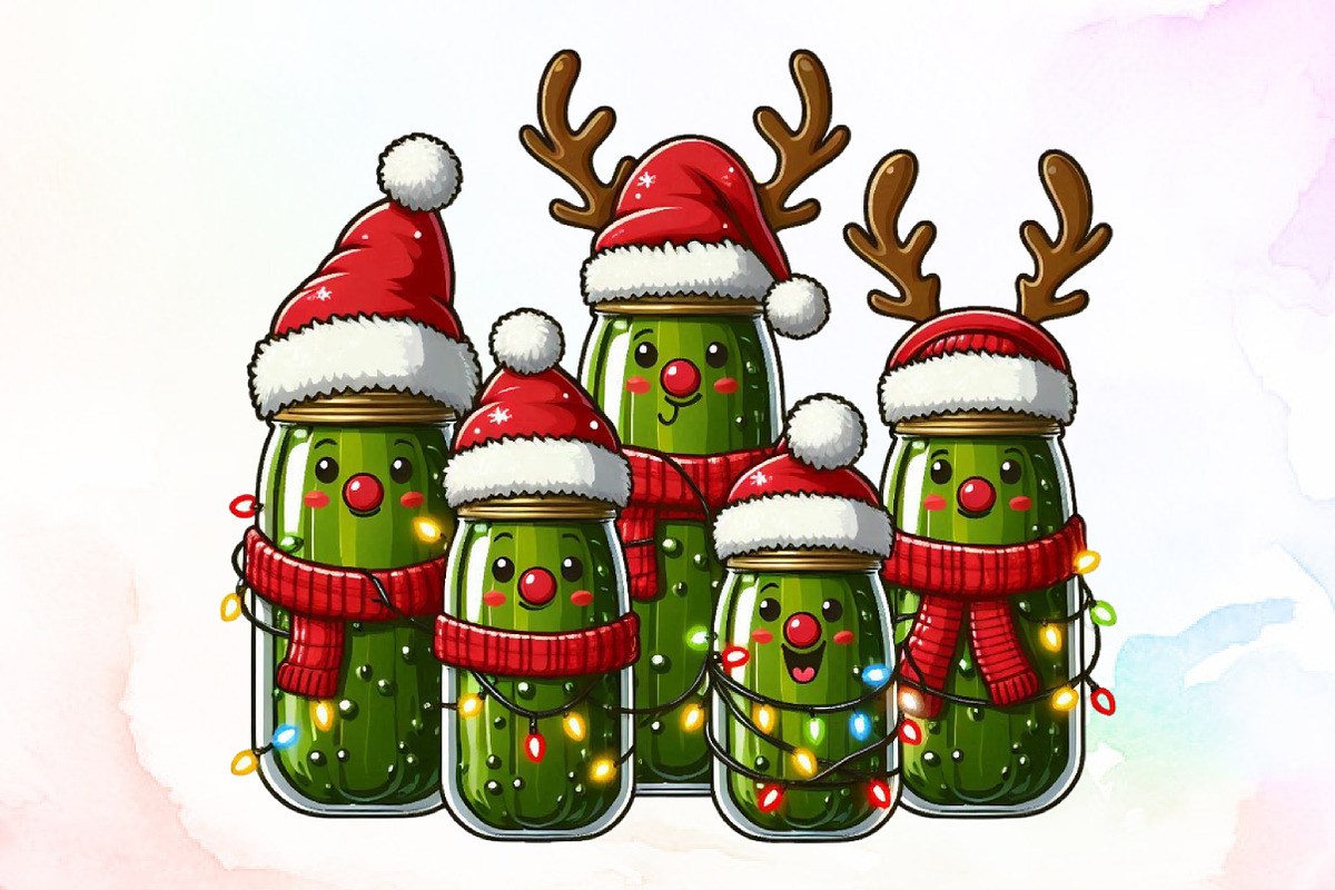 Watercolor Christmas Pickles PNG, an Illustration by Sublimation Artist (Photo 1 of 9)