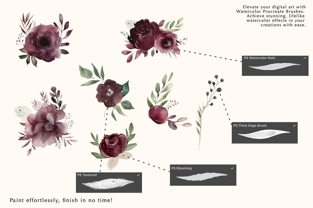 watercolor procreate brushes kit, a Brush Add-On by Pink Studio Art