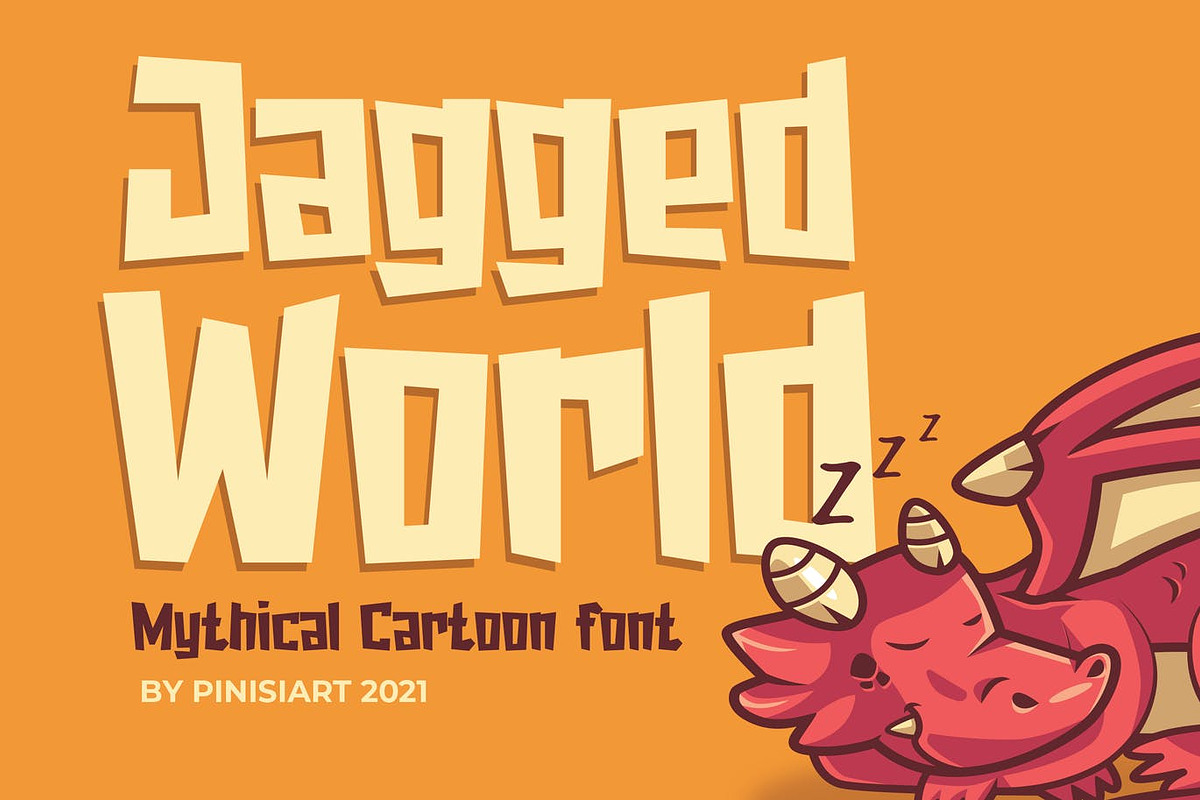Jagged World – Mythical Cartoon Font, a Sans Serif Font by Pinisi ART (Photo 1 of 10)