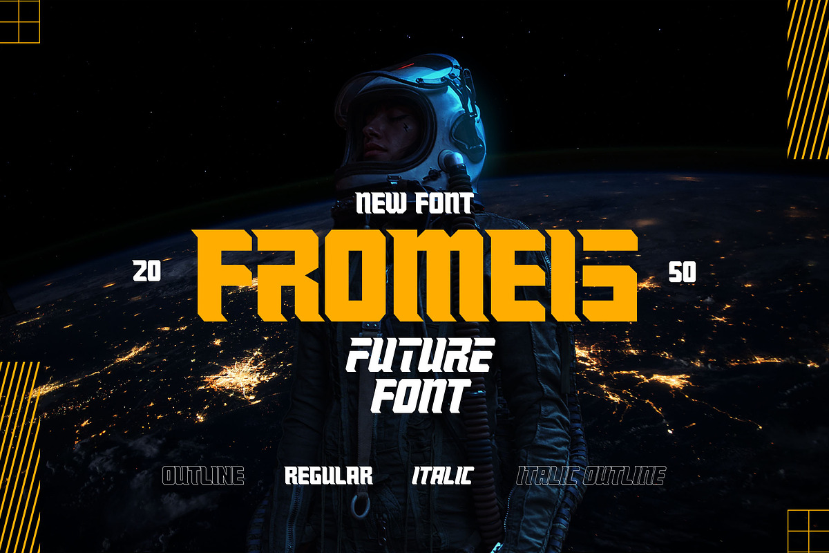 Fromeis - Future Font, a Serif Font by Meizzaluna Design (Photo 1 of 10)