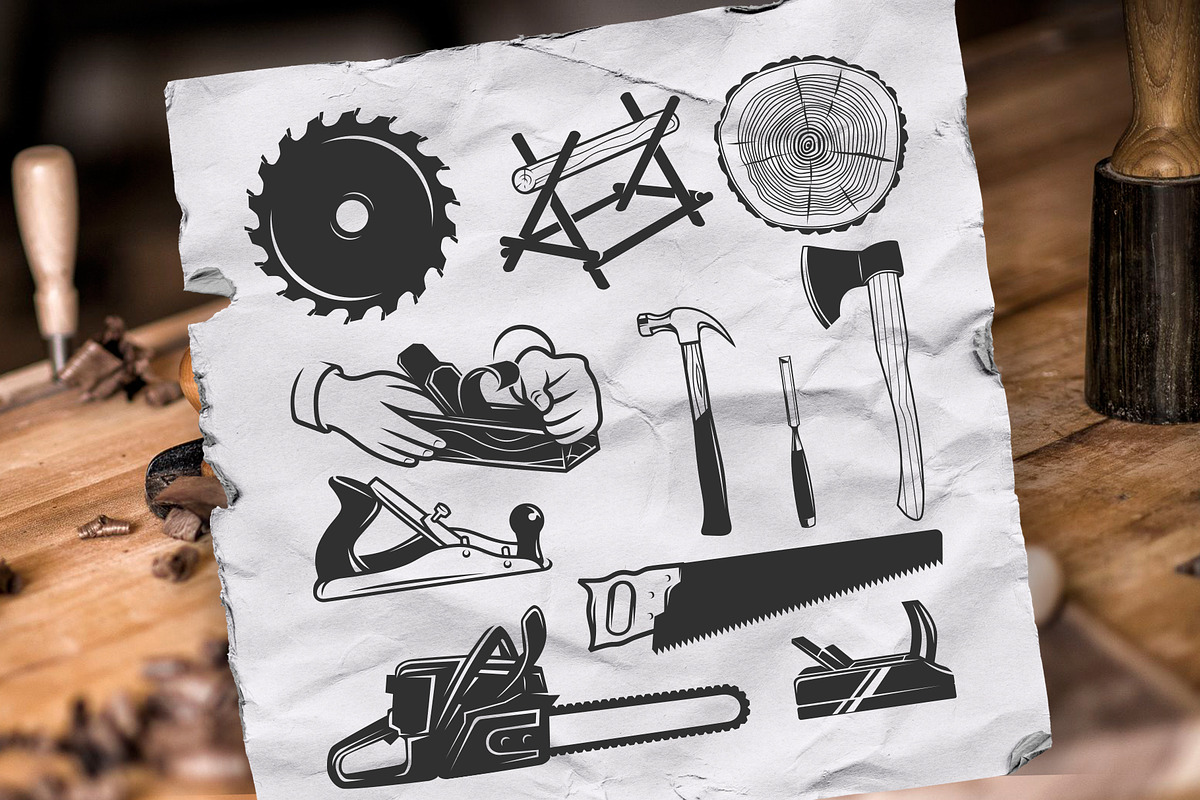 Woodworking, logos & design elements, a Branding & Logo Template by DOBROGRAPH (Photo 4 of 8)
