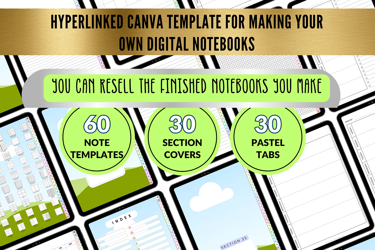 Canva template for digital notebooks, a Templates & Theme by Sellers Resource Hub (Photo 1 of 5)