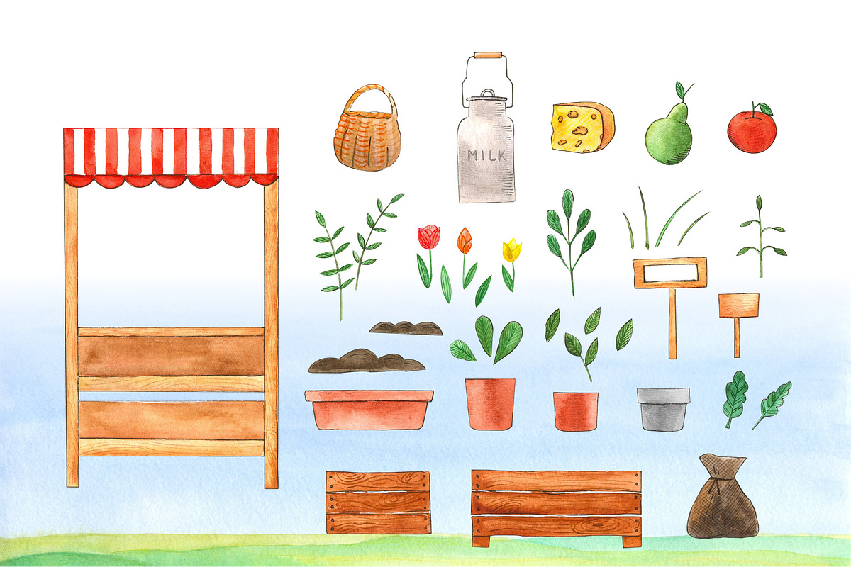 Clipart Farmer's Life, a Food Illustration by Anastasia Timosch (Photo 4 of 8)