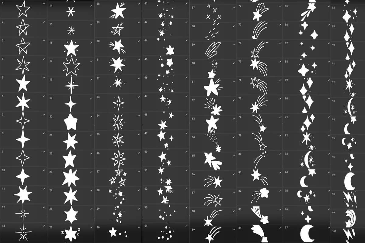 Doodles stars brush stamps, a Brush Add-On by Elenbushe (Photo 2 of 6)