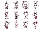 Whimsical Valentine Rabbit Clipart, an Illustration by Design Market (Thumbnail 3 of 3)