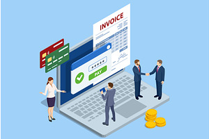 Isometric online invoice payment. A, a Finance Illustration by Golden Sikorka