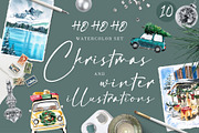 HOHOHO Christmas watercolor BUNDLE, a Seasonal Illustration by LeriaArt watercolor (Thumbnail 6 of 24)
