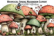 Whimsical Spring Mushroom Clipart, an Illustration by Dream Creation (Thumbnail 1 of 5)