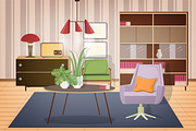 Retro interior, living room, a Decorative Illustration by Good Studio (Thumbnail 2 of 12)