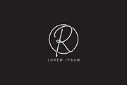 R letter hand written logo monogram with circle vector template