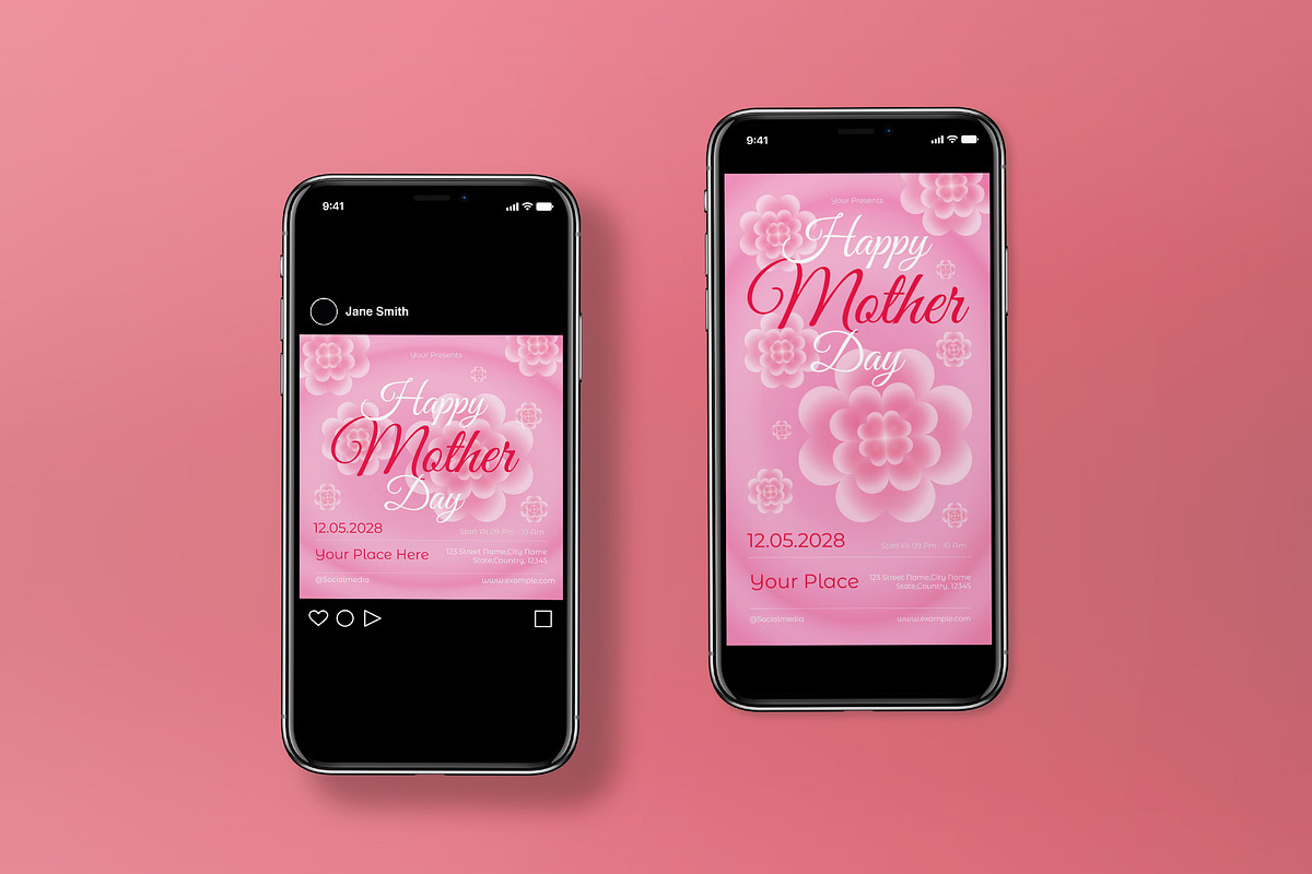 Pink Gradient Mother's Day Flyer Set, a Flyer Template by graphicook (Photo 3 of 3)