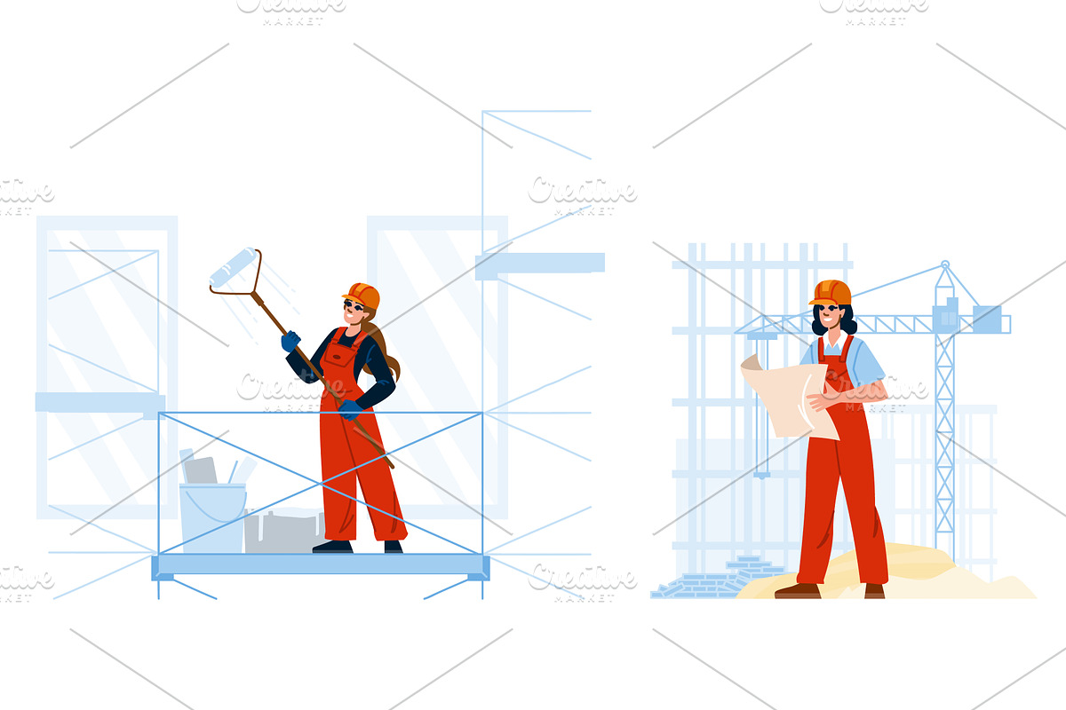 Women building and planning, an Illustration by pikepicture