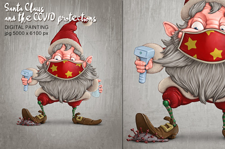 Santa Claus with COVID protections