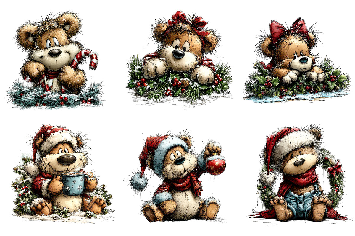 Christmas Bears Clipart, an Illustration by CreationArt (Photo 5 of 5)