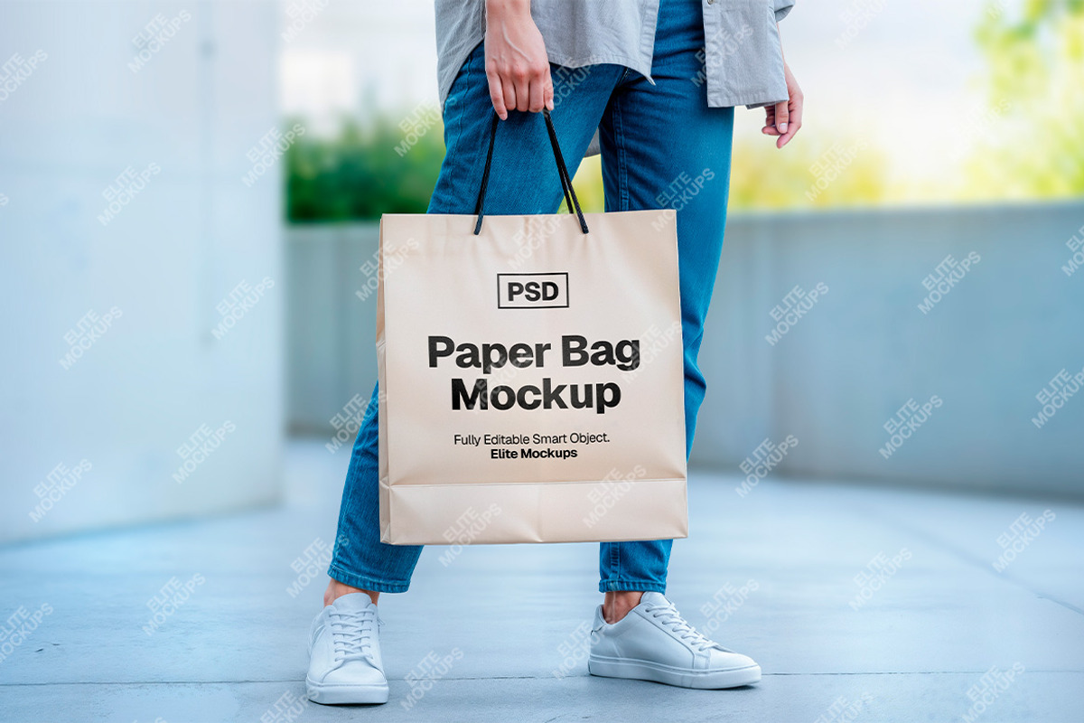Premium Paper Shopping Bag Mockup Se, a Merchandise Mockup by Elite Mockups (Photo 1 of 3)