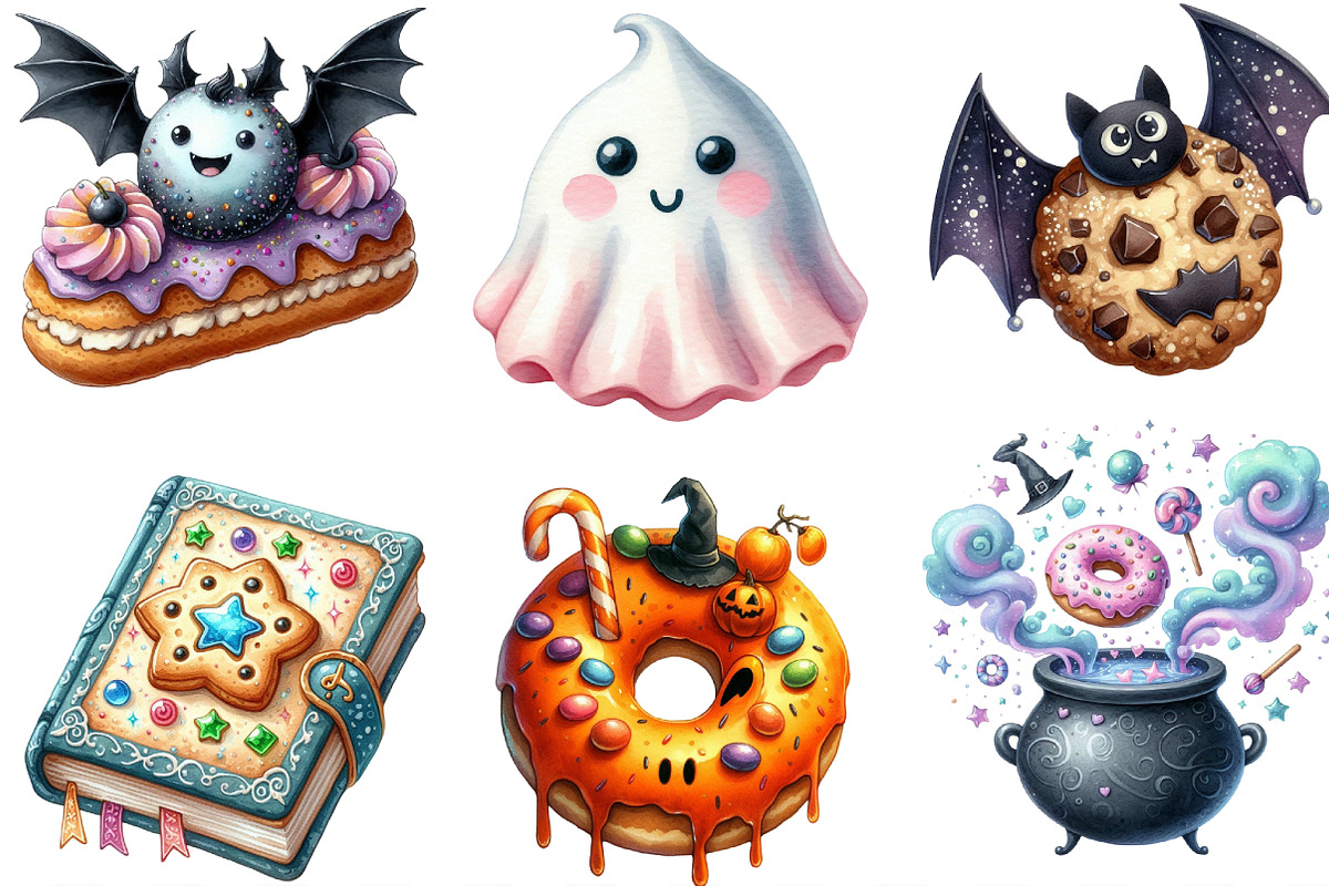 Watercolor Halloween Spooky Bakery, an Illustration by Designking (Photo 3 of 4)