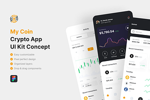 My Coin - Crypto App UI Kit, an UI Kit Template by iDoodle Studio
