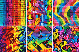 Rainbow Graffiti Seamless Patterns