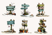 Whimsical Wooden Signpost Clipart, a Seasonal Illustration by Designworld (Thumbnail 5 of 11)