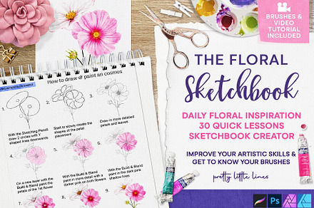 Fun Floral Sketchbook Practices, a Brush Add-On by Pretty Little Lines