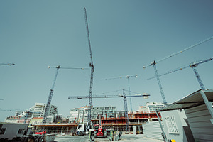 Tower Cranes Above Building Site, an Industrial Photo by SkyNext